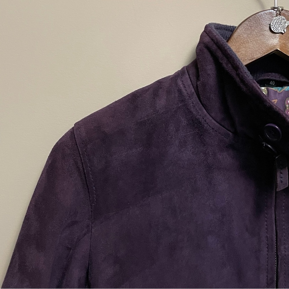 Altea Vintage Purple Suede Leather Bomber Jacket Women’s Italian 40 or Small - Picture 3 of 14